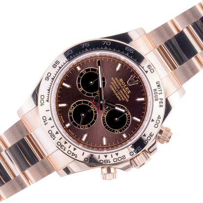 Daytona 40mm Everose Gold Chocolate Dial Mens Watch 126505-0005 New