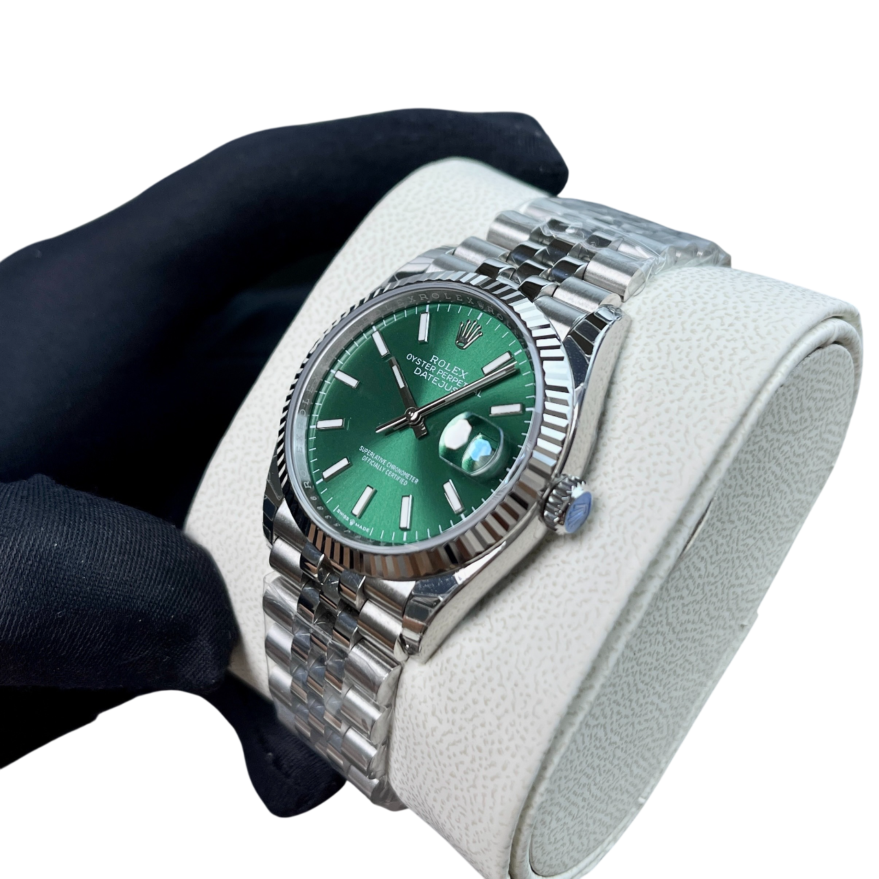 Datejust 41mm Steel White Gold Mint Green Dial Mens Watch 126334-0028