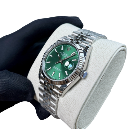 Datejust 41mm Steel White Gold Mint Green Dial Mens Watch 126334-0028