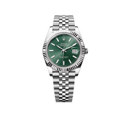 Datejust 41mm Steel White Gold Mint Green Dial Mens Watch 126334-0028
