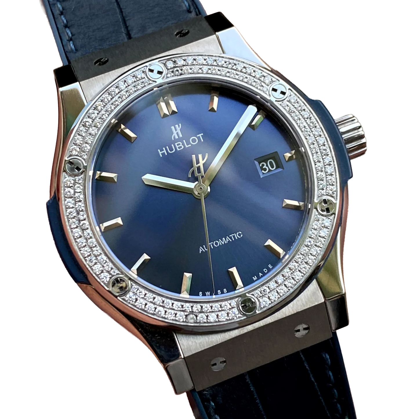 Classic Fusion Blue Titanium 42mm Diamond Benzel 542.NX.7170.LR.1104