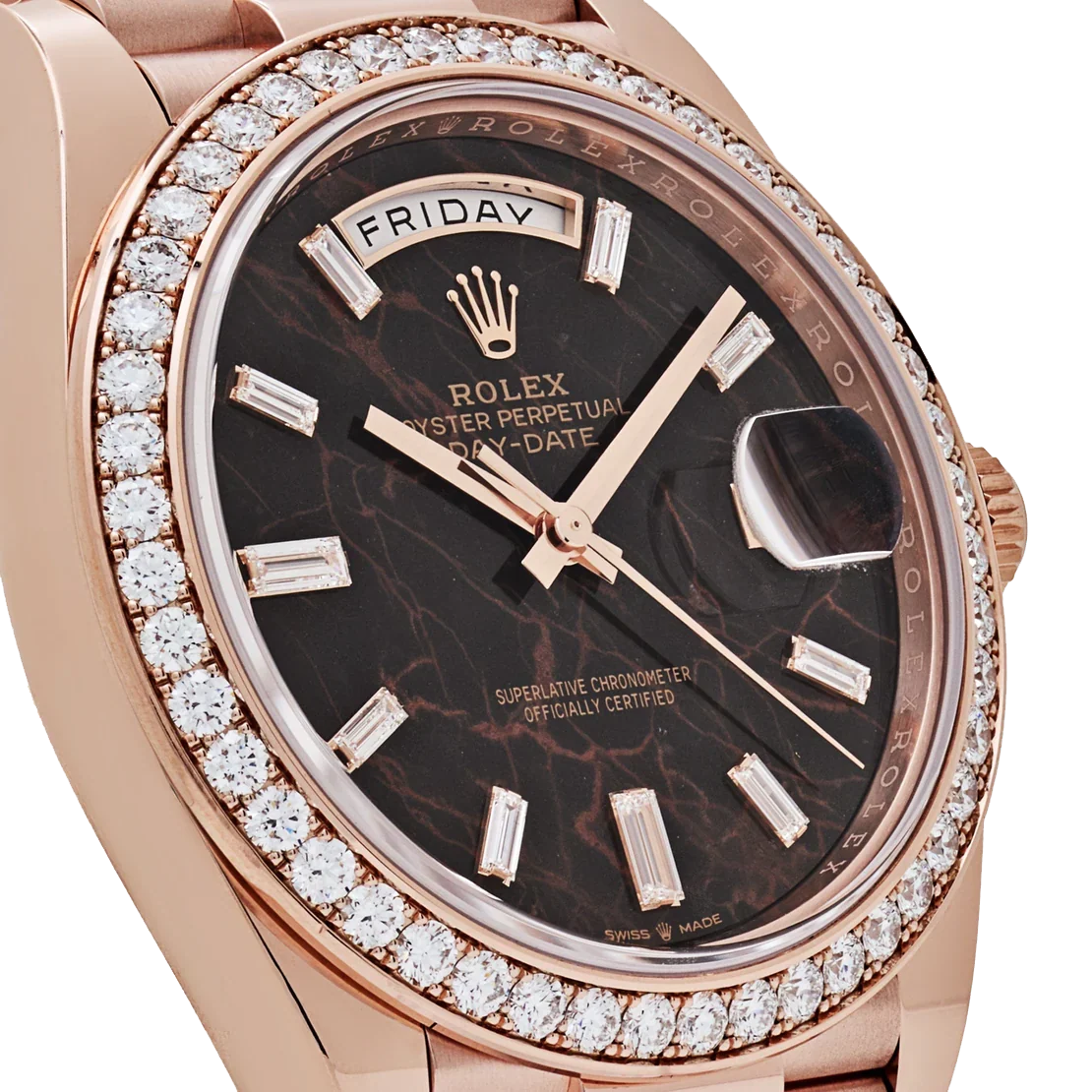 Day-Date 40 228345RBR Rose Gold Eisenkiesel Diamond Dial Diamond Bezel
