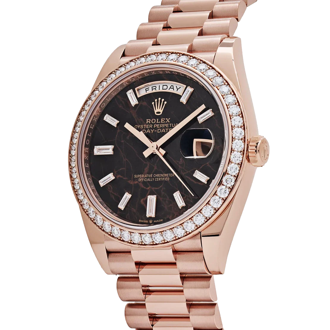 Day-Date 40 228345RBR Rose Gold Eisenkiesel Diamond Dial Diamond Bezel