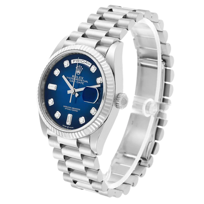 President Day-Date 36mm White Gold Ombre Diamond Dial Mens Watch 128239