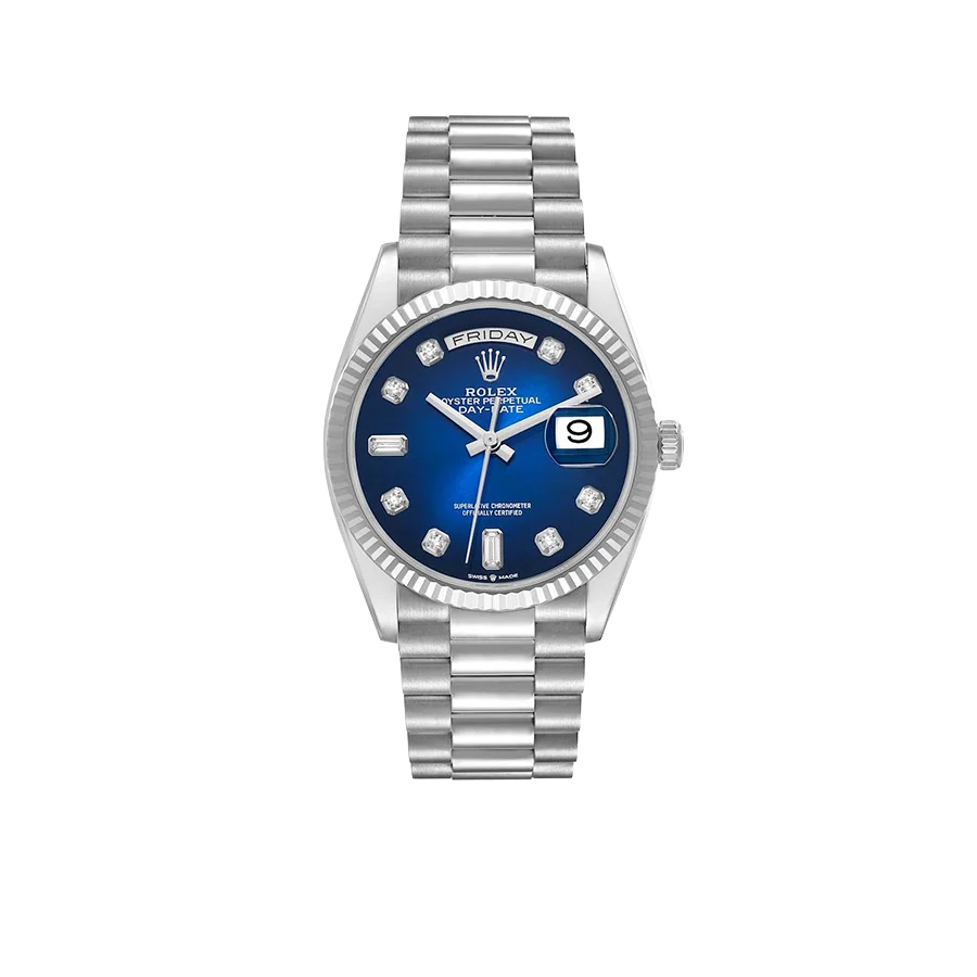 President Day-Date 36mm White Gold Ombre Diamond Dial Mens Watch 128239