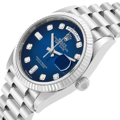 President Day-Date 36mm White Gold Ombre Diamond Dial Mens Watch 128239