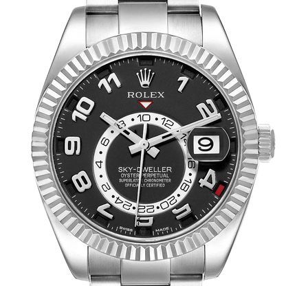 Sky-Dweller 42mm White Gold Black Dial Mens Watch 326939