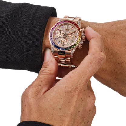 Daytona 116595RBOW Rainbow Rose Gold Pave Diamond Dial Sapphire Bezel