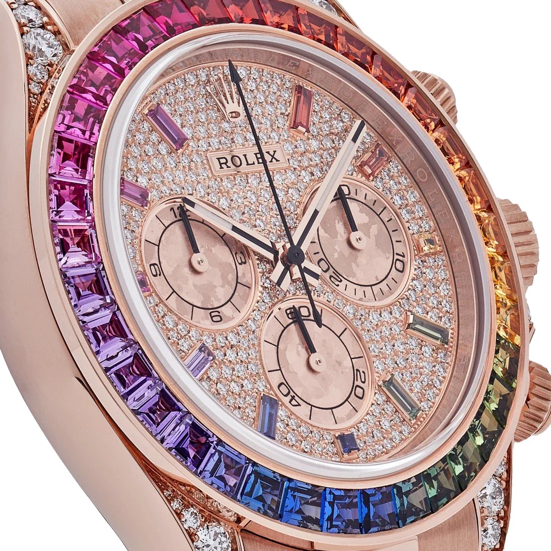 Daytona 116595RBOW Rainbow Rose Gold Pave Diamond Dial Sapphire Bezel