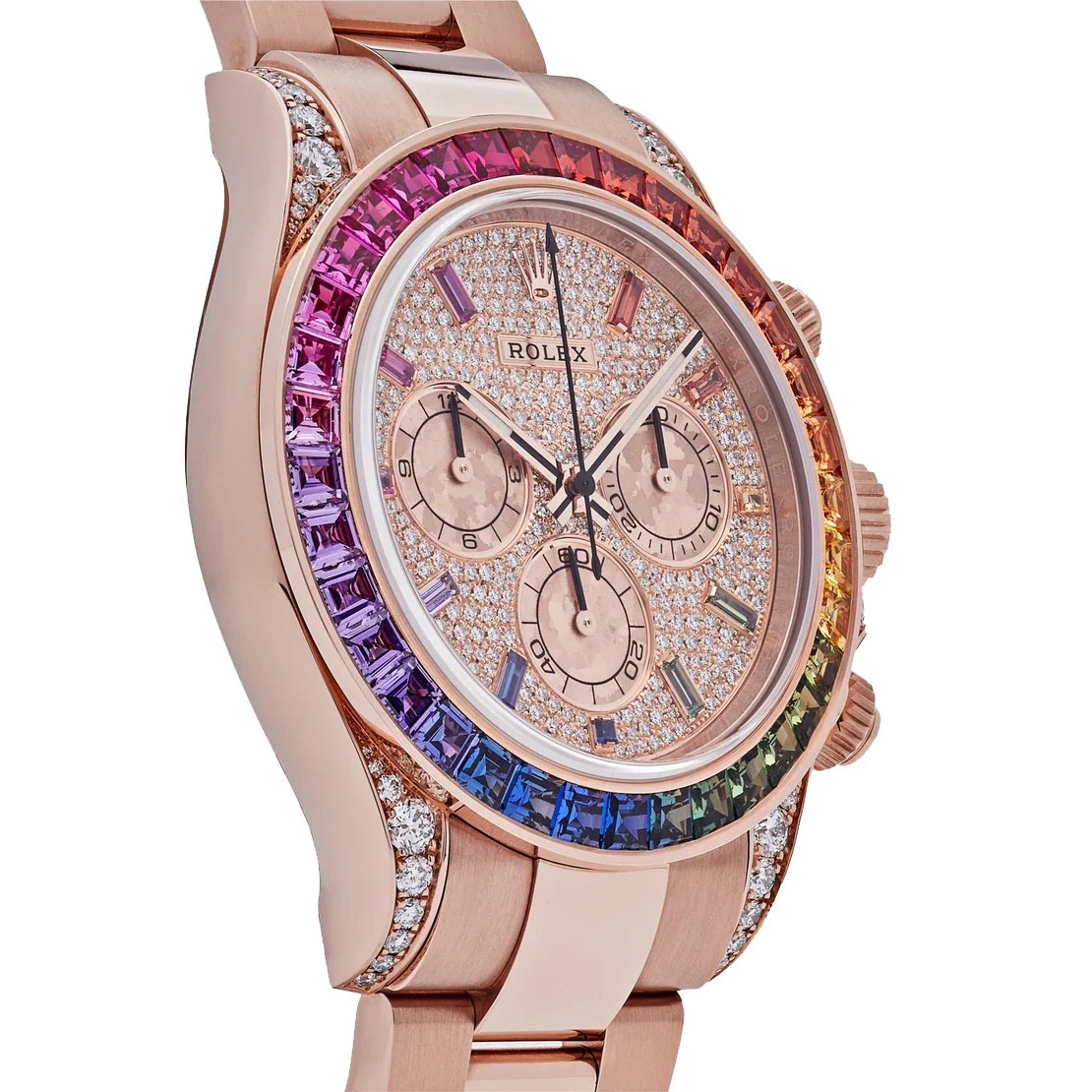 Daytona 116595RBOW Rainbow Rose Gold Pave Diamond Dial Sapphire Bezel