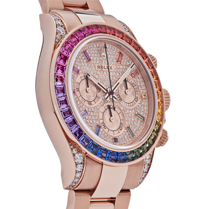 Daytona 116595RBOW Rainbow Rose Gold Pave Diamond Dial Sapphire Bezel