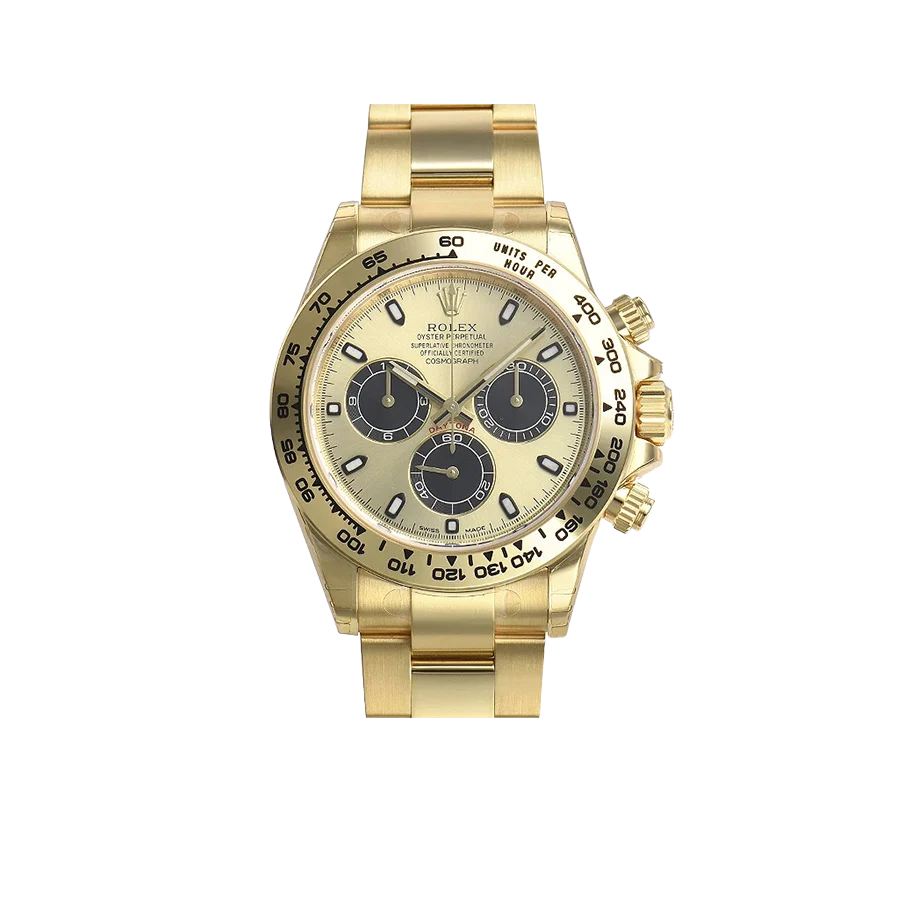 Daytona 40mm Yellow Gold Champagne Black Dial 116508