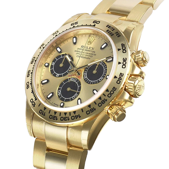 Daytona 40mm Yellow Gold Champagne Black Dial 116508